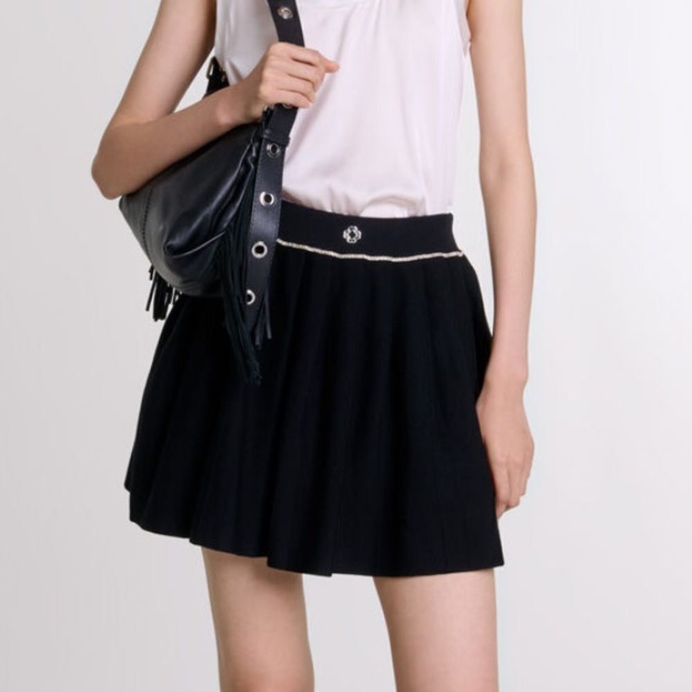 Maje - Pleated Knit Short Skirt